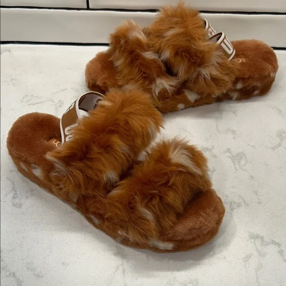 UGG Women's Oh Yeah Spots Slide Slipper Natural Deer Fawn Print New - Picture 15 of 16